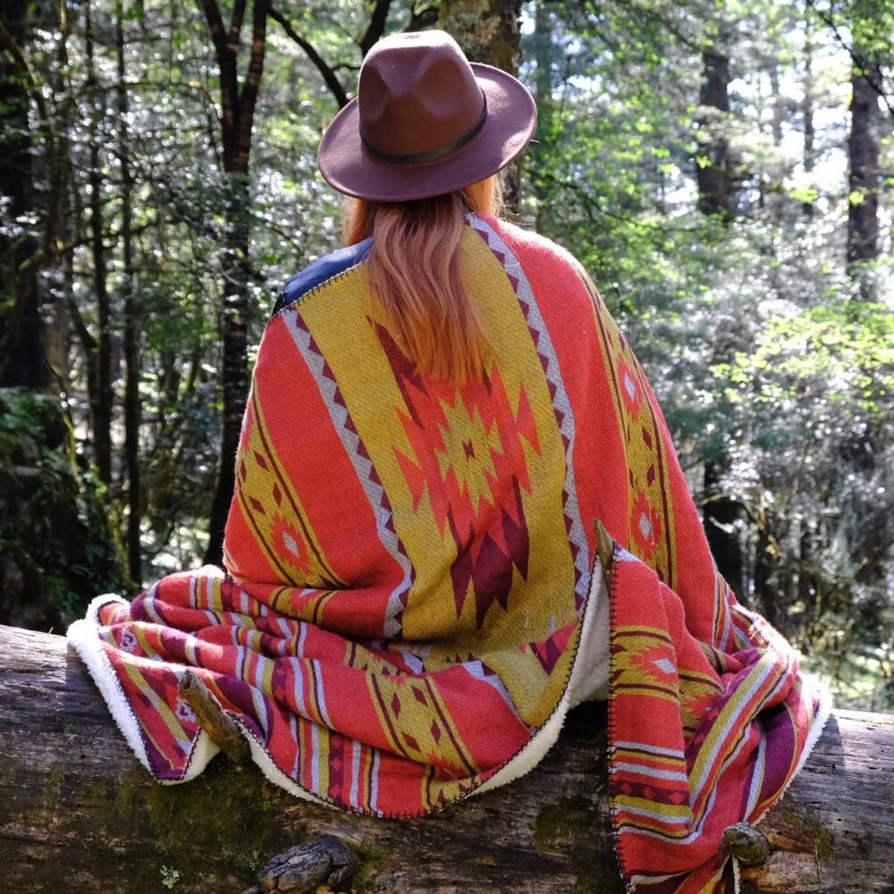 Patterned Throw Soft Sherpa Lining Blanket - image 1